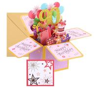 PATIKIL Carte d'Anniversaire 90 Ans, Carte d'Anniversaire pops-up Amusante avec Carte-Cadeau Joyeux Anniversaire 3D et Enveloppe pour Femme, Dorée avec Feuille d'Or