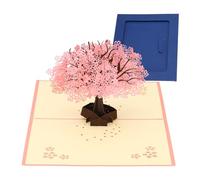 PATIKIL Cartes de Vœux, Carte de Remerciement Cherry Tree avec Enveloppe et Carte de Note vide 3D pour Femmes Amis Anniversaire Saint-Valentin, Rose