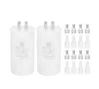 PATIKIL CBB60 100uF Condensateur de Démarrage, 2 Pcs AC450V 4 Broches Double Insertion avec Gaine Ressort, Blanc