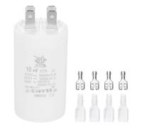 PATIKIL CBB60 10uF Condensateur de Démarrage, 1 Pcs AC450V 4 Broches Double Insertion avec Gaine Ressort, Blanc