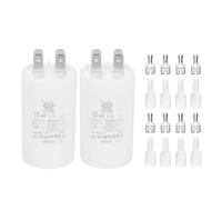 PATIKIL CBB60 10uF Condensateur de Démarrage, 2 Pcs AC450V 4 Broches Double Insertion avec Gaine Ressort, Blanc
