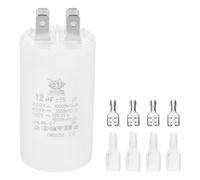 PATIKIL CBB60 12uF Condensateur de Démarrage, 1 Pcs AC450V 4 Broches Double Insertion avec Gaine Ressort, Blanc