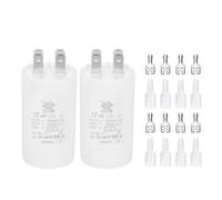 PATIKIL CBB60 12uF Condensateur de Démarrage, 2 Pcs AC450V 4 Broches Double Insertion avec Gaine Ressort, Blanc