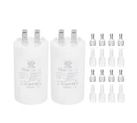 PATIKIL CBB60 16uF Condensateur de Démarrage, 2 Pcs AC450V 4 Broches Double Insertion avec Gaine Ressort, Blanc