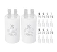 PATIKIL CBB60 1uF Condensateur de Démarrage, 2 Pcs AC450V 4 Broches Double Insertion avec Gaine Ressort, Blanc