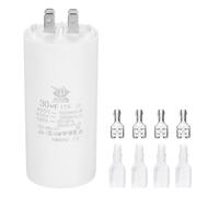 PATIKIL CBB60 30uF Condensateur de Démarrage, 1 Pcs AC450V 4 Broches Double Insertion avec Gaine Ressort, Blanc