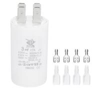 PATIKIL CBB60 3uF Condensateur de Démarrage, 1 Pcs AC450V 4 Broches Double Insertion avec Gaine Ressort, Blanc
