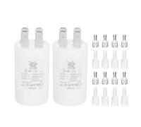 PATIKIL CBB60 3uF Condensateur de Démarrage, 2 Pcs AC450V 4 Broches Double Insertion avec Gaine Ressort, Blanc