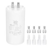 PATIKIL CBB60 45uF Condensateur de Démarrage, 1 Pcs AC450V 4 Broches Double Insertion avec Gaine Ressort, Blanc