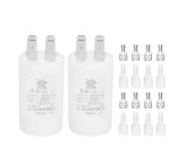 PATIKIL CBB60 4uF Condensateur de Démarrage, 2 Pcs AC450V 4 Broches Double Insertion avec Gaine Ressort, Blanc