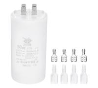 PATIKIL CBB60 50uF Condensateur de Démarrage, 1 Pcs AC450V 4 Broches Double Insertion avec Gaine Ressort, Blanc