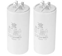 PATIKIL CBB60 55uF Condensateur de Démarrage, 2Pcs AC 450V 4 Broches 50/60Hz Double Insertion Cylindre Fond pour Climatisation, Pompe à Eau, Moteur de Ventilateur Étoile 105 x 50mm