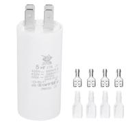 PATIKIL CBB60 5uF Condensateur de Démarrage, 1 Pcs AC450V 4 Broches Double Insertion avec Gaine Ressort, Blanc