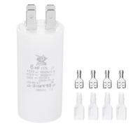 PATIKIL CBB60 6uF Condensateur de Démarrage, 1 Pcs AC450V 4 Broches Double Insertion avec Gaine Ressort, Blanc