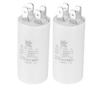 PATIKIL CBB60 6uF Condensateur de Démarrage, 2Pcs AC 450V 4 Broches 50/60Hz Double Insertion Cylindre Fond pour Climatisation, Pompe à Eau, Moteur de Ventilateur Étoile 62 x 30mm