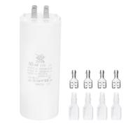 PATIKIL CBB60 80uF Condensateur de Démarrage, 1 Pcs AC450V 4 Broches Double Insertion avec Gaine Ressort, Blanc