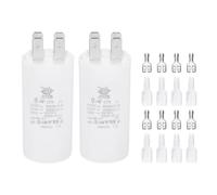 PATIKIL CBB60 8uF Condensateur de Démarrage, 2 Pcs AC450V 4 Broches Double Insertion avec Gaine Ressort, Blanc