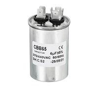 PATIKIL CBB65 6uF Condensateur Fonctionnement, 6 mfd 1pcs Boîtier Aluminium AC 370/440 V avec 2 Broches pour Compresseur Climatiseur Moteur Pompe Chaleur Condenseur