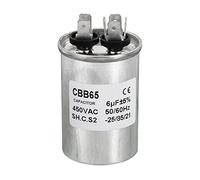 PATIKIL CBB65 6uF Run Capacitor, 6mfd 1pcs AC 450V Aluminium Mallette avec 2 Épingles pour Air Conditioner Compressor Moteur Chaleur Pompe Condenseur