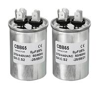 PATIKIL CBB65 8uF Condensateur Fonctionnement, 8 mfd 2 pièces AC 370/440 V Boîtier Aluminium avec 2 Broches pour Climatiseur Compresseur Moteur Pompe Chaleur Condenseur