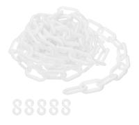 PATIKIL Chaîne en plastique blanche, 10 pieds 6mm Chaîne de sécurité pour le contrôle de foule, file d'attente, parking, clôture, portail, concert, chantier et décoration
