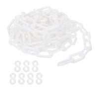 PATIKIL Chaîne en plastique blanche, 16 pieds 8mm Chaîne de sécurité pour barrière de foule, file d'attente, parking, clôture, portail, concert, chantier et décoration