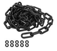 PATIKIL Chaîne en plastique noire, 10 ft 8mm Chaîne de sécurité pour le contrôle de foule, file d'attente, parking, clôture, portail, concert, chantier et décoration