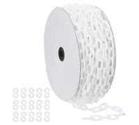 PATIKIL Chaîne plastique blanche, 115 pieds 6mm Chaîne barrière sécurité plastique large Longue chaîne plastique pour le contrôle foule, le stationnement, décoration chantier construction