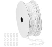 PATIKIL Chaîne plastique blanche, 72 pieds 6mm Chaîne barrière sécurité plastique large Longue pour le contrôle foule, la le stationnement, la clôture, la décoration chantier construction
