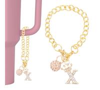 PATIKIL Charme Boule Disco Initiale Pour Porte-Gobelet Chaine Cles Couronne Bling Or Lettre x Cles Paillettes Diamant Pour Gourde Tasse Isotherme 30&40 Oz Personnalisee ID