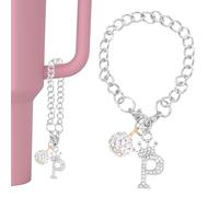 PATIKIL Charme Boule Disco Initiale Pour Porte-Gobelet Chaine Cles Couronne Lettre P Strass Diamant Accessoires Brillants Pour Bouteille Eau Gourde 30&40 Oz Decoration Personnalisee