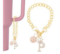 PATIKIL Charme Boule Disco Initiale Pour Porte-Gobelet, Charme Clé Couronne Lettre P Diamant Étincelant Accessoires Pour Gourde 30&40 oz Tasse Personnalisée Décoration