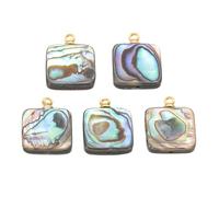 PATIKIL Charme Coquillage Abalone, 5 Pcs Pendentif Carré en Coquillage Paua de 12mm Décorations en Coquillage Abalone de Mer pour la Fabrication de Bijoux DIY Océan, Couleurs Mélangées