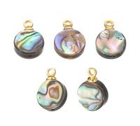 PATIKIL Charme Coquillage Abalone, 5 Pcs Pendentif Coquillage Paua en Cercle 8mm Décorations Coquillage Abalone de Mer pour Fabrication de Bijoux Collier DIY, Couleurs Mélangées