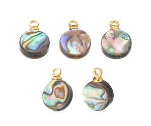 PATIKIL Charme Coquillage Abalone, 5 Pcs Pendentif Coquillage Paua en Cercle 8mm Décorations Coquillage Abalone de Mer pour Fabrication de Bijoux Collier DIY, Couleurs Mélangées