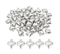 PATIKIL Charme Cœur 9mm, 100pcs Charmes Cœur Pour Bracelets Petits Pendants En Gros Acier Inoxydable 3D Pendants Pour Fabrication De Bijoux Bracelets Boucles D'Oreilles, Ton Argenté