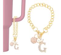 PATIKIL Charme Disco Boule Initiale Pour Porte-Gobelet Chaîne De Clés Couronne Bling Or Lettre G Paillettes Diamant Accessoires Clés Pour Gourde 30&40 Oz Tasse ornementation