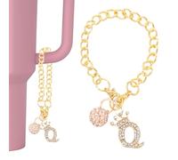 PATIKIL Charme Initial Boule Disco Pour Porte-Gobelet Chaine Clé Couronne Bling Lettre Q Strass Pailleté Accessoires Clés Pour Gourde 30&40 Oz ornementation