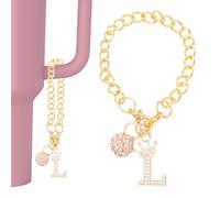 PATIKIL Charme Initial Boule Disco Pour Porte-Gobelet Chaine De Clé Couronne Bling Lettre L Accessoire Étincelant Diamant Pour Gourde 30&40 Oz Tasse Personnalisée Décoration ID