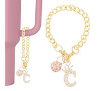 PATIKIL Charme Initial En Forme De Boule Disco Pour Porte-Gobelet, Couronne Éclatante Lettre C En Or Avec Strass, Accessoire Clé Pailleté Pour Gourde De 30&40 Oz, Décoration Personnalisée