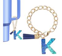 PATIKIL Charme Lettre Pour Stanley Tumbler Cup, Accessoire Charme Initial K Mignon Pour Poignée Stanley Tumbler Porte-Clés Charme Spécialisé Pour Femmes, Bleu