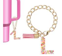 PATIKIL Charme Lettre Pour Stanley Tumbler Cup, Accessoire Mignon Charme Initial L Pour Poignée Stanley Tumbler Porte-Clés Charme Spécialisé Pour Femmes, Rose