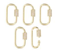 PATIKIL Charmes De Verrouillage Ovales À Vis En Laiton, 5Pcs Fermoirs Et Fermetures De Bijoux Micro Pave En Zirconium Cubique Pour La Fabrication De Colliers, Or