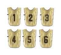 PATIKIL Chasuble D'Entraînement De Football, Pack De 6 Chasubles Réversibles Numérotées Pour Entraînement du sport D'Équipe Avec Ceinture Pour Enfants, 21 Pouces Or