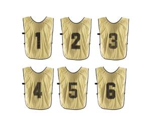 PATIKIL Chasuble D'Entraînement De Football, Pack De 6 Chasubles Réversibles Numérotées Pour Entraînement du sport D'Équipe Avec Ceinture Pour Enfants, 21 Pouces Or