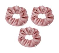 PATIKIL Chouchou velours poche fermeture éclair 3 Pièces Rose clair | Élastiques à cheveux avec poche secrète, pour queue de cheval, voyage, pièces, clés, femmes et filles.