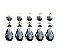 PATIKIL Clair Cristal Larme, 5 Lot 38mm Chandelier Prismes Pièces suspensions Pendentifs Perles avec 14mm Octogone Perle pour Chandeliers Décoration, Clair Noir