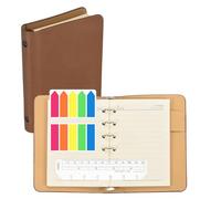 PATIKIL Classeur à 6 anneaux en cuir avec règle transparente marque-page et onglets adhésifs colorés pour bureau, étude, travail, café