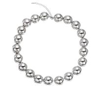 PATIKIL Collier à grosses perles argent acrylique ras-du-cou bohème | Coloré, rond, réglable, tendance été, déclaration de mode, pour femmes, idéal pour plage, vacances, anniversaire