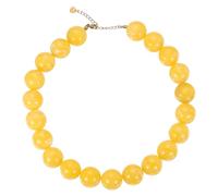 PATIKIL Collier à grosses perles rondes en acrylique jaune | Collier ras-du-cou coloré, réglable, bohème tendance, déclaration de mode d'été, pour femmes, plage, vacances, anniversaire